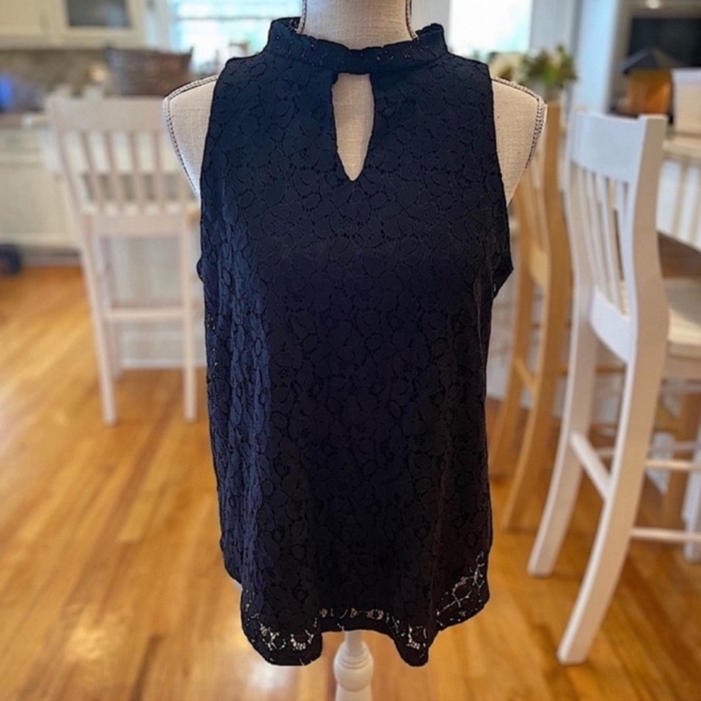 Love Blossom black lace high neck blouse